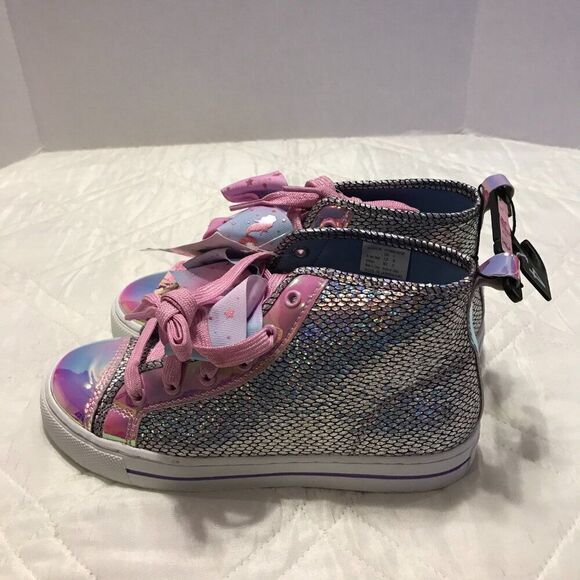 JoJo Siwa‎ High Top Sneakers Shoes Size 4 Sparkle Iridescent nwt - Picture 3 of 8